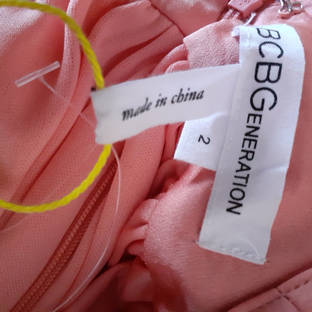 BCBGeneration Peach Satin cut out dress - Picture 7 of 7
